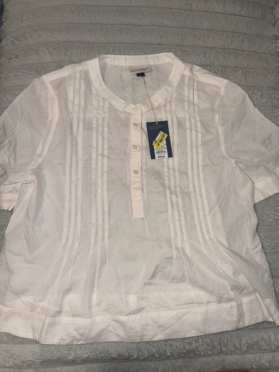 Universal Thread Tops - Universal Thread White Pintuck Henley Tunic Top